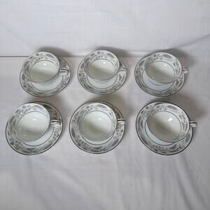 Noritake China Doranne 5505 Cup & Saucers Set of 6 Made in Japan